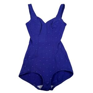 Vintage Purple Polka Dot One Piece Swimsuit Bathing Suit Retro 50s pinup 60s